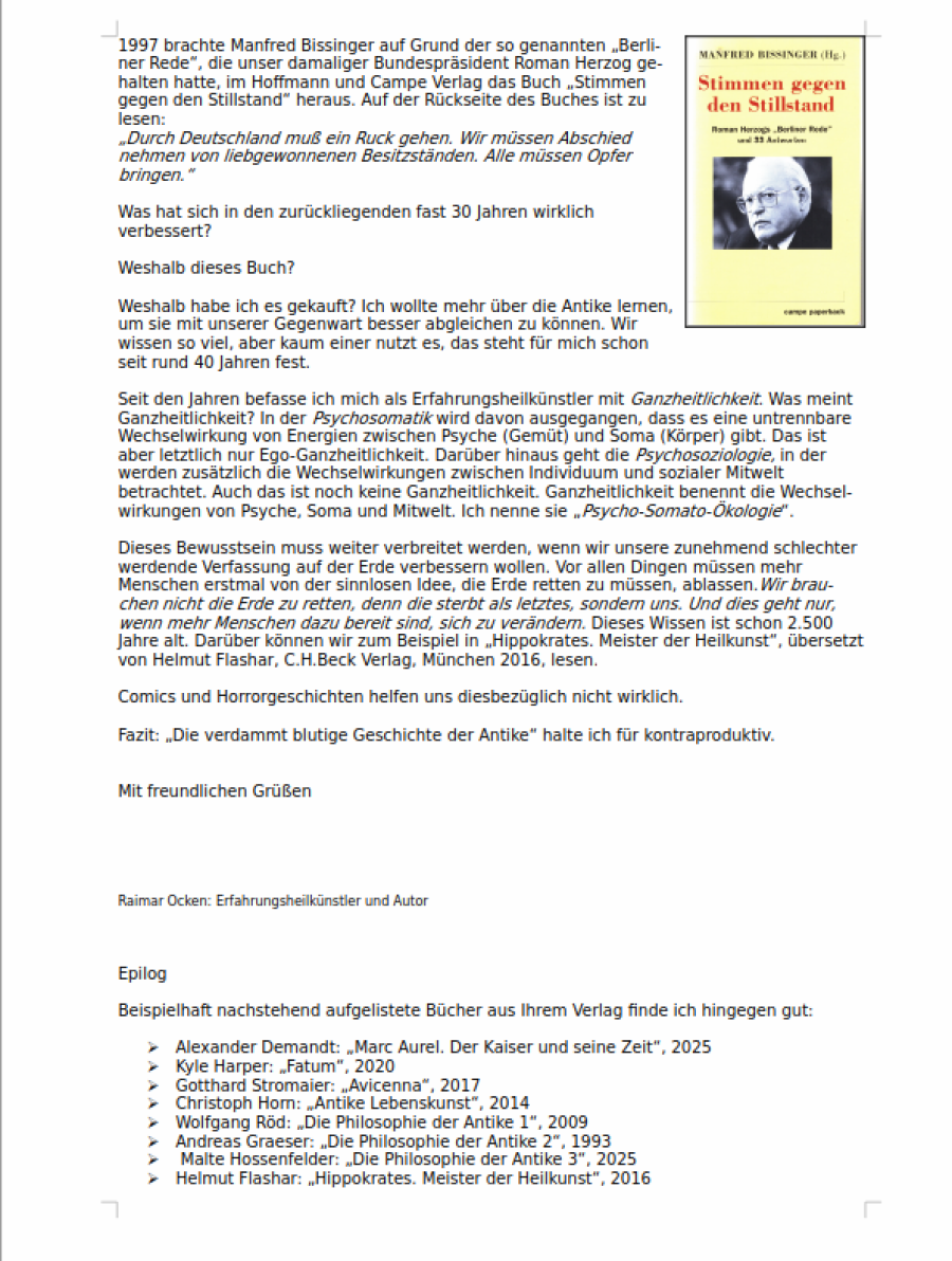Brief an den C.H.Beck Verlag, Teil 2