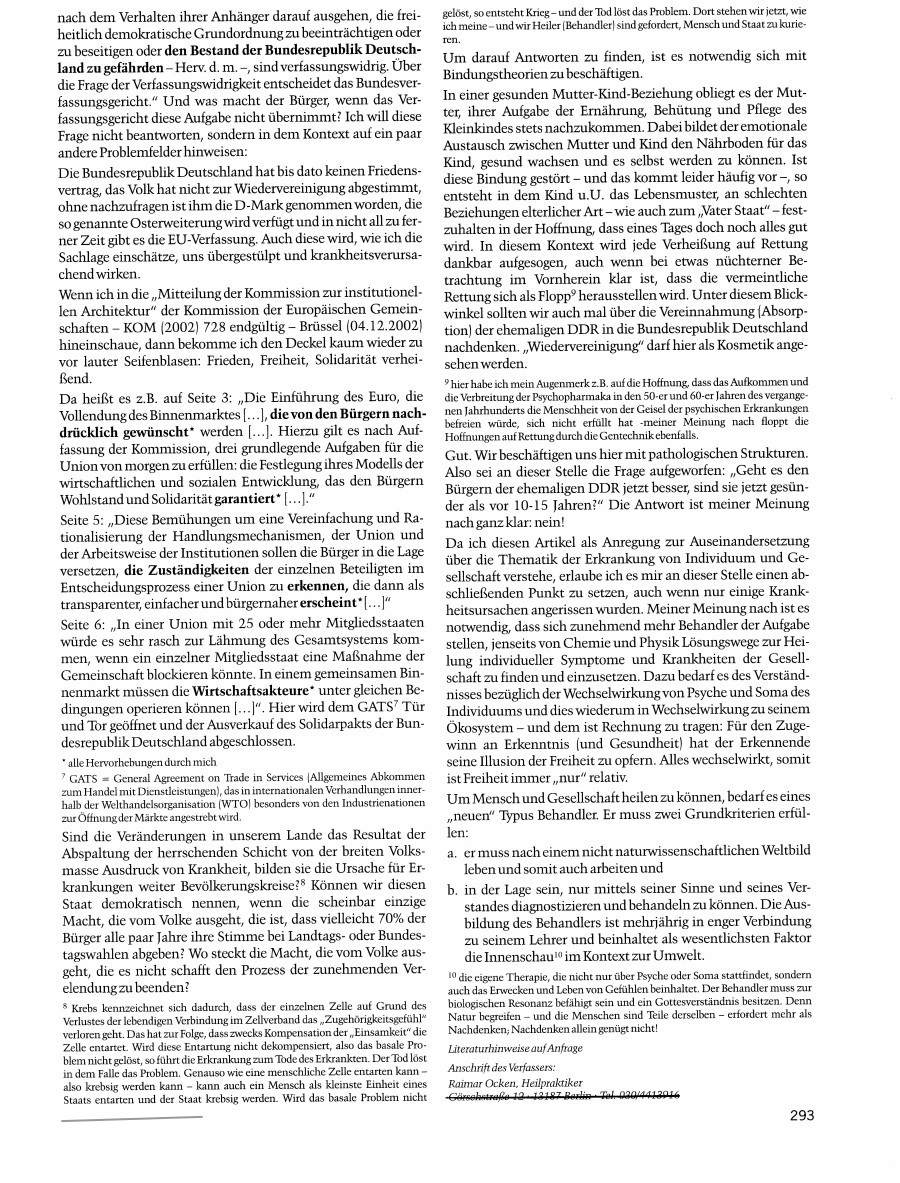 Ein Artikel von mir zum Thema, Individuelle und gesellschaftliche Gesundheit. Seite 3