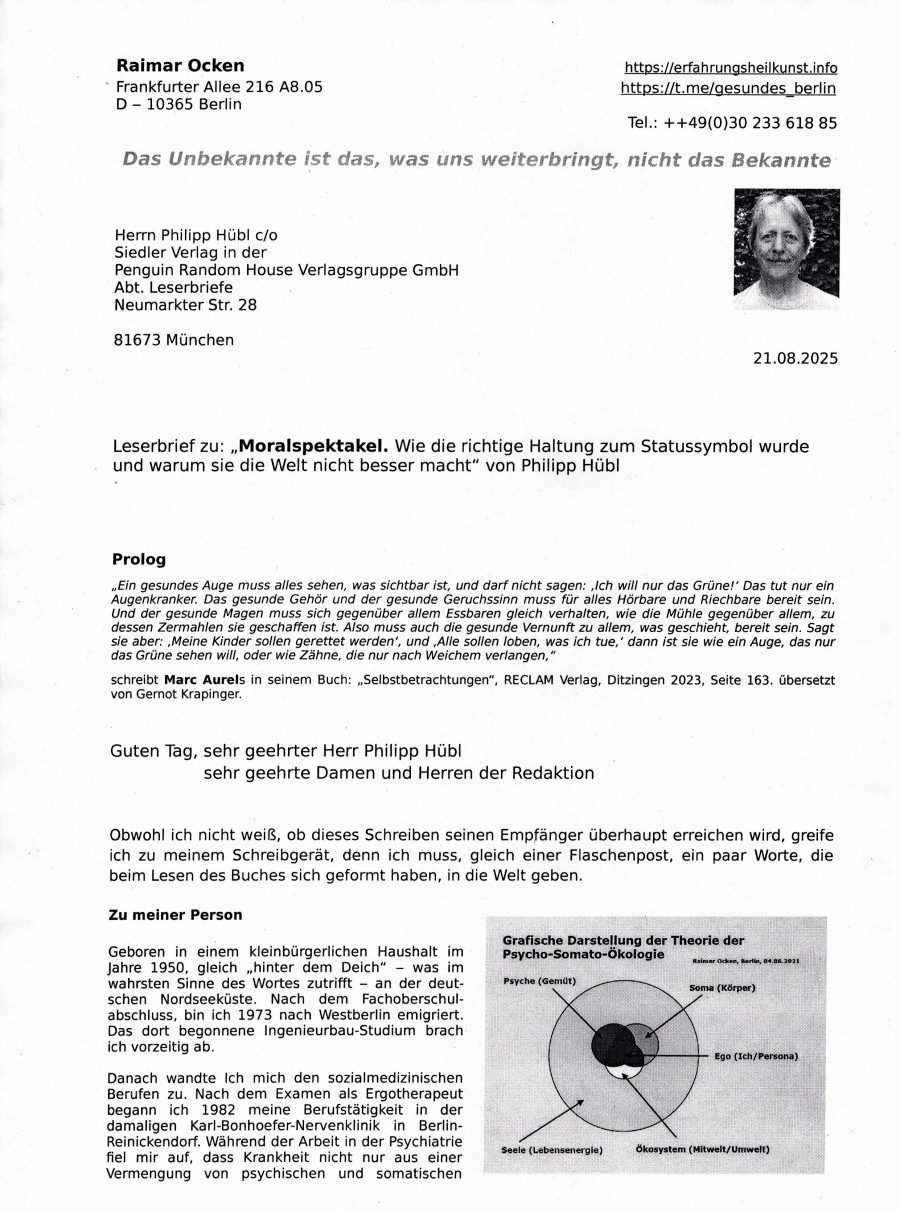 Moralspektakel Brief zu Buch Moralspektakel, Seite 1