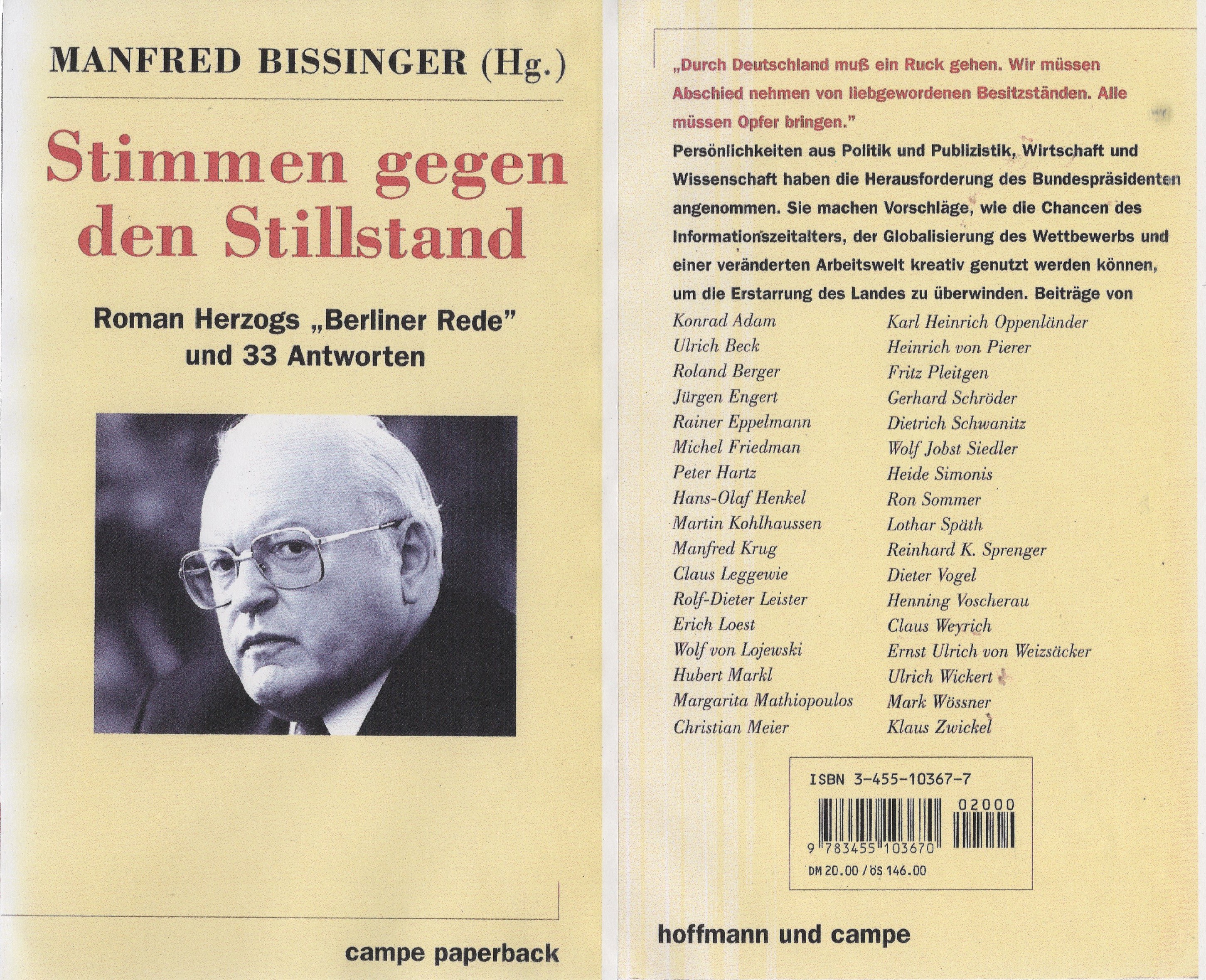 Titelseite des Buches Stimmen gegen den Stillstand