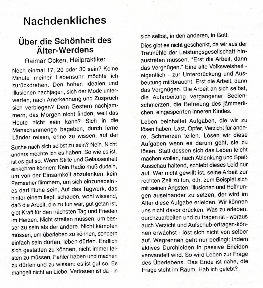 Ein alter Text von mir