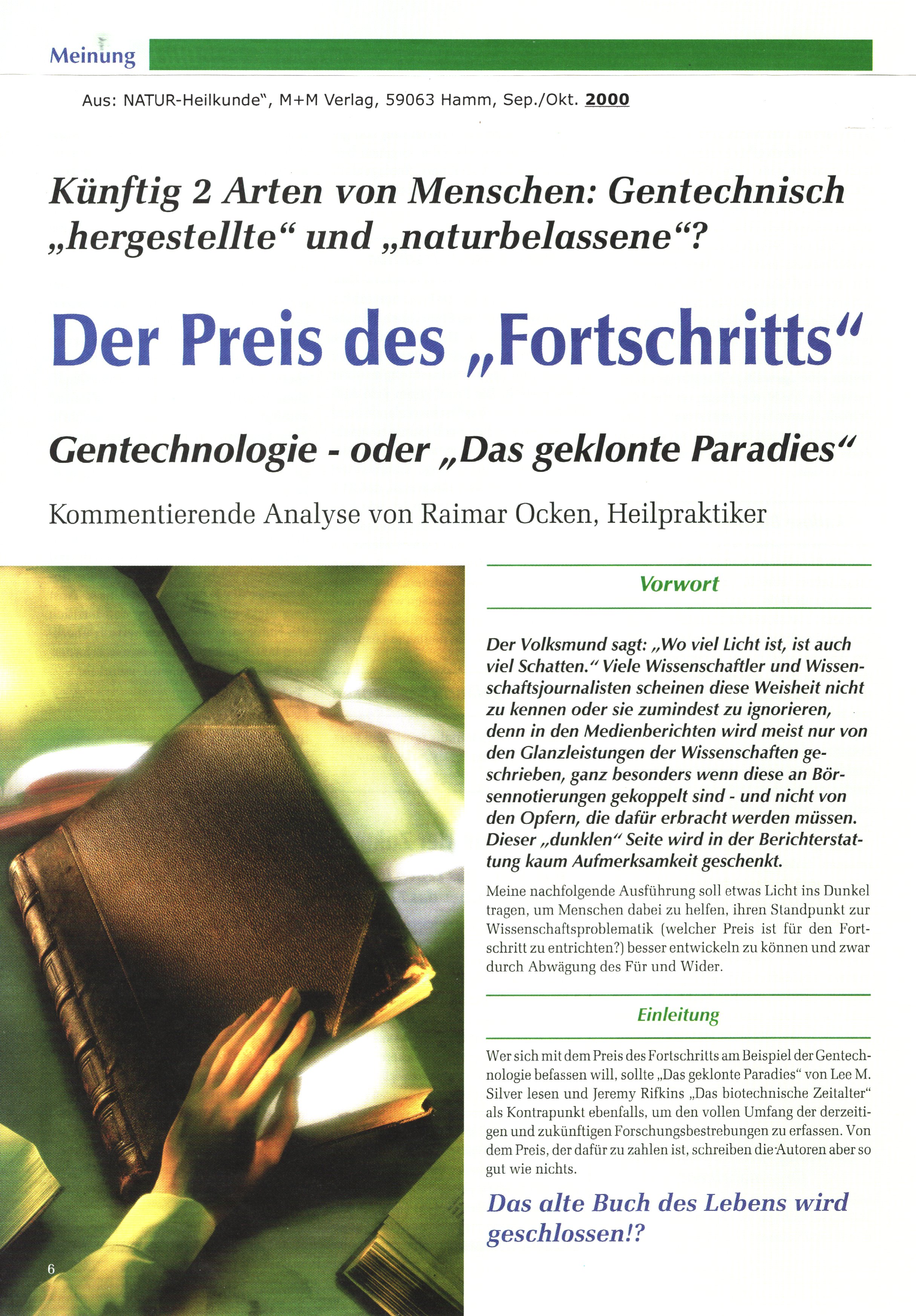 Mein Titelbild meines Artikels: Der Preis des Fortschritts